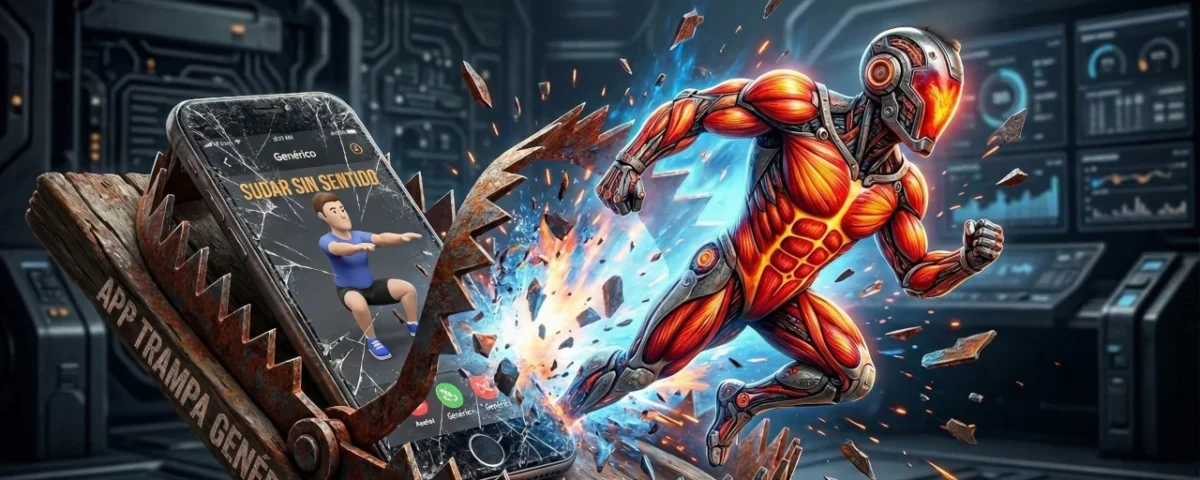 Comparativa visual entre una app genérica de fitness (trampa clínica) y la plataforma biomecánica