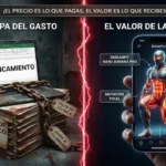 Comparativa visual del coste real de un entrenador personal: el estancamiento de los planes baratos en PDF frente a la inversión en el ecosistema biomecánico premium de la App DorianFit.